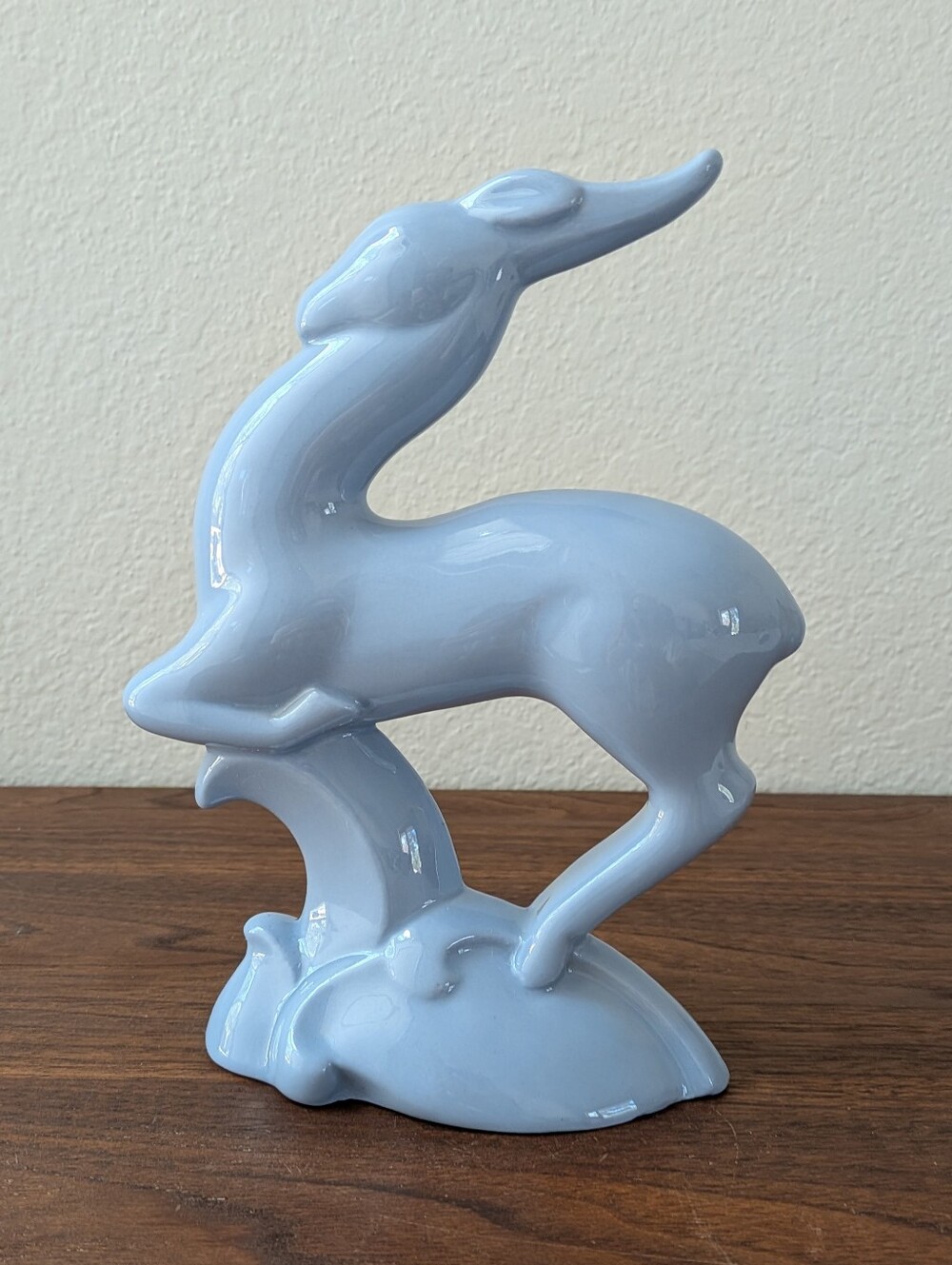 Vtg Royal Haeger Pottery Art Deco Light Blue Gazelle Figure Deer Antelope MCM